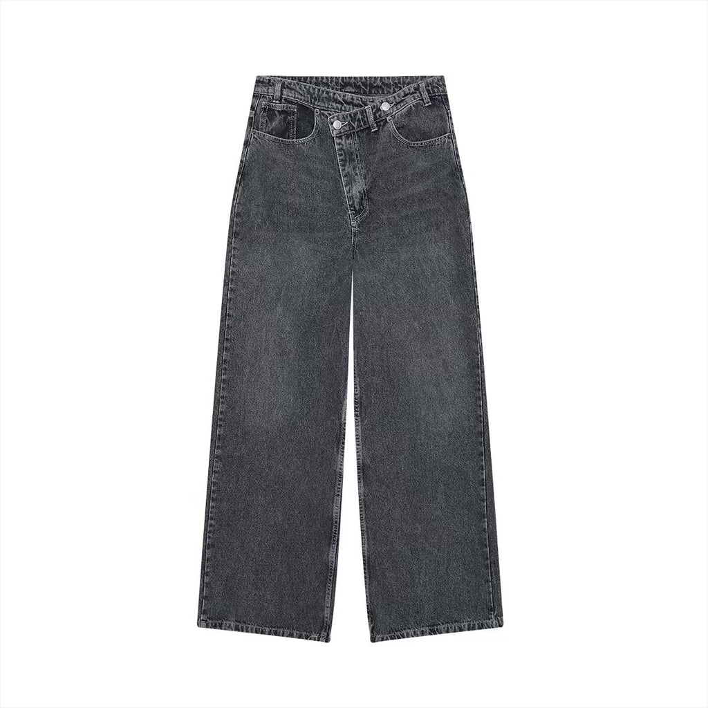 Street double breasted pants waist jeans