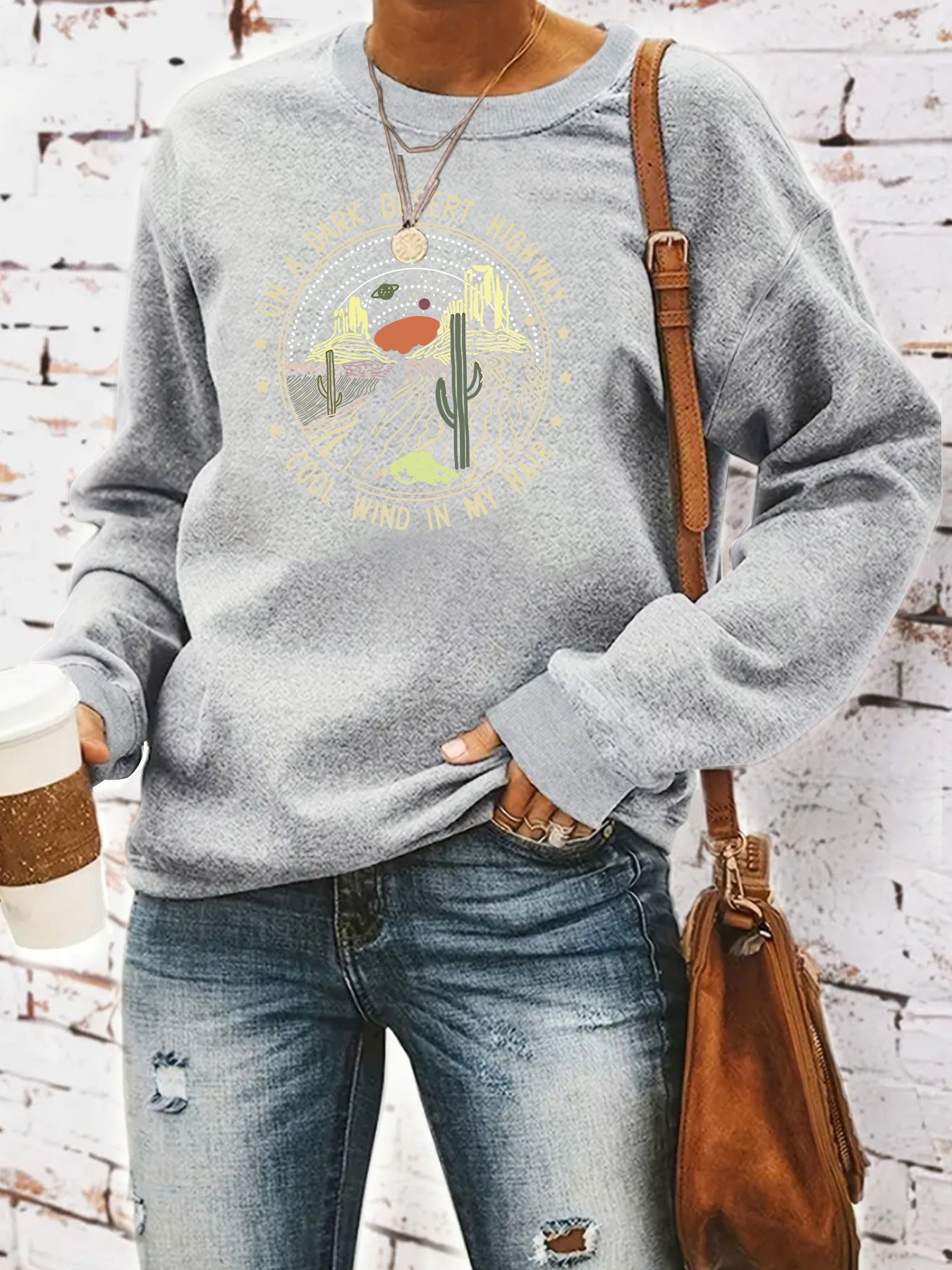 Printed loose hoodie for women