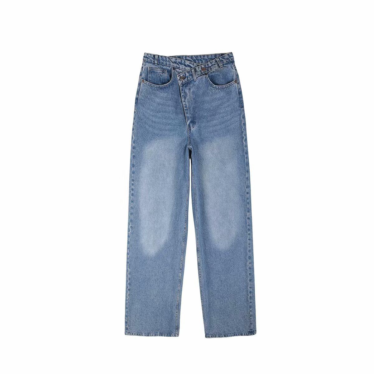 Street double breasted pants waist jeans