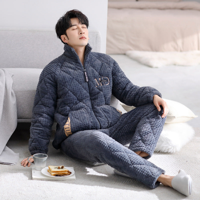 Thick outer collar home clothes pajamas for men