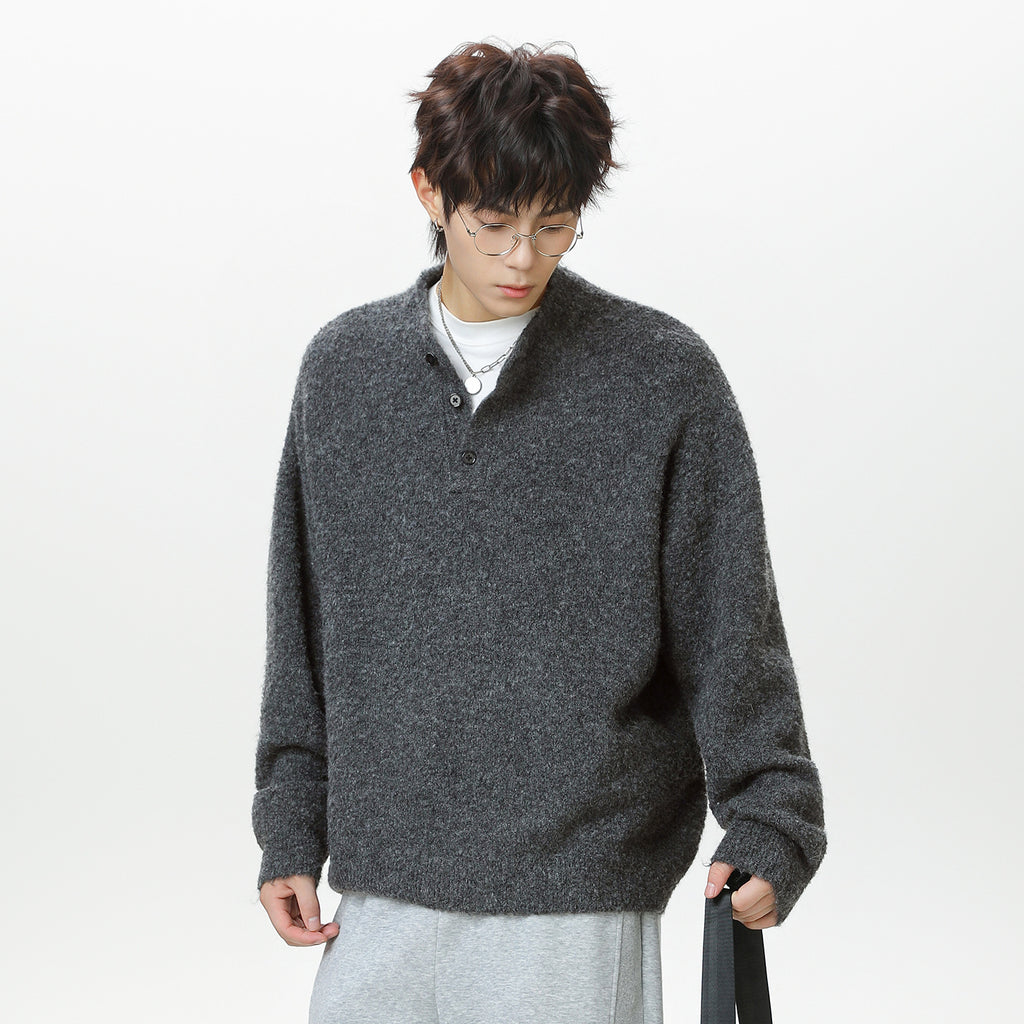 Solid color polo sweater for men