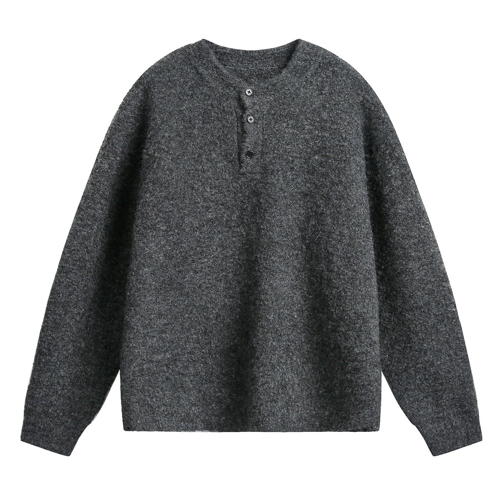 Solid color polo sweater for men