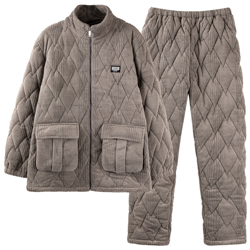 Thick outer collar home clothes pajamas for men