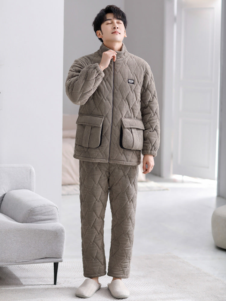 Thick outer collar home clothes pajamas for men