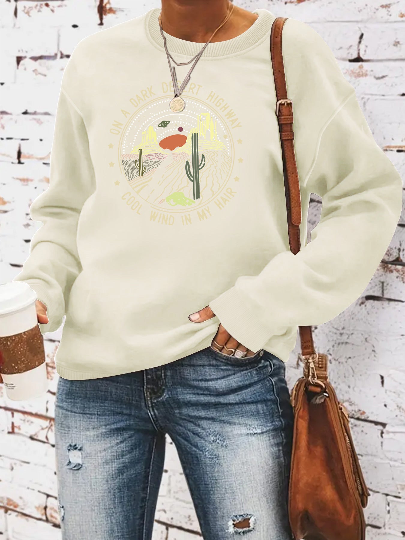 Printed loose hoodie for women