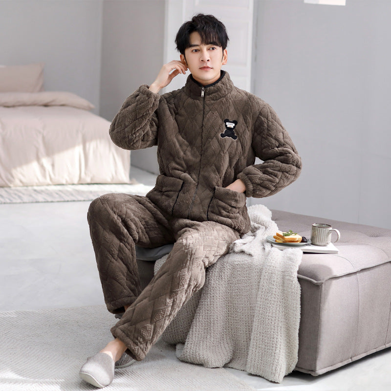 Thick outer collar home clothes pajamas for men