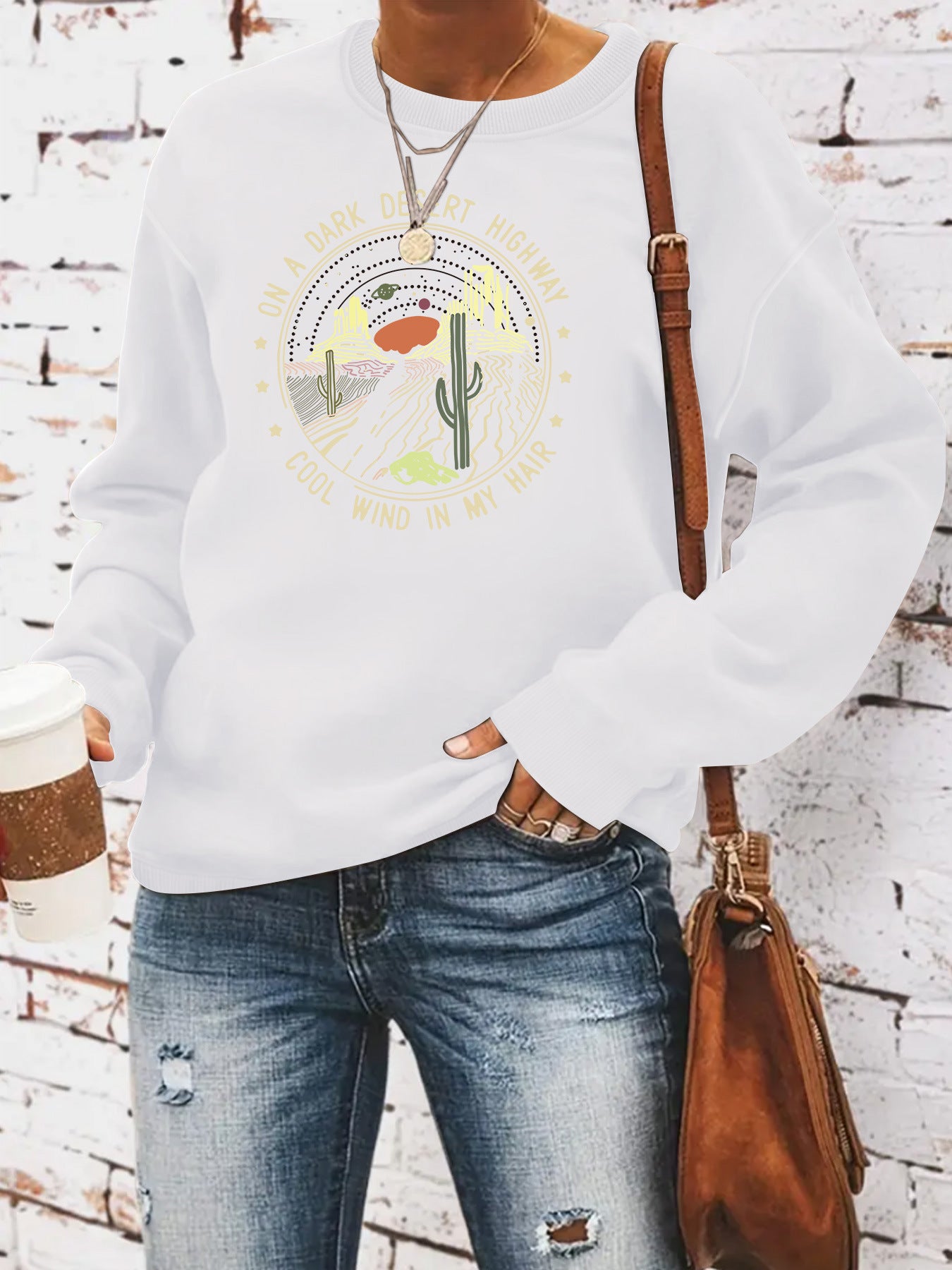 Printed loose hoodie for women