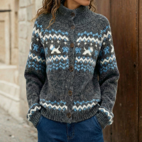 High neck sweater jacket for women