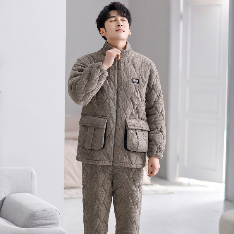 Thick outer collar home clothes pajamas for men