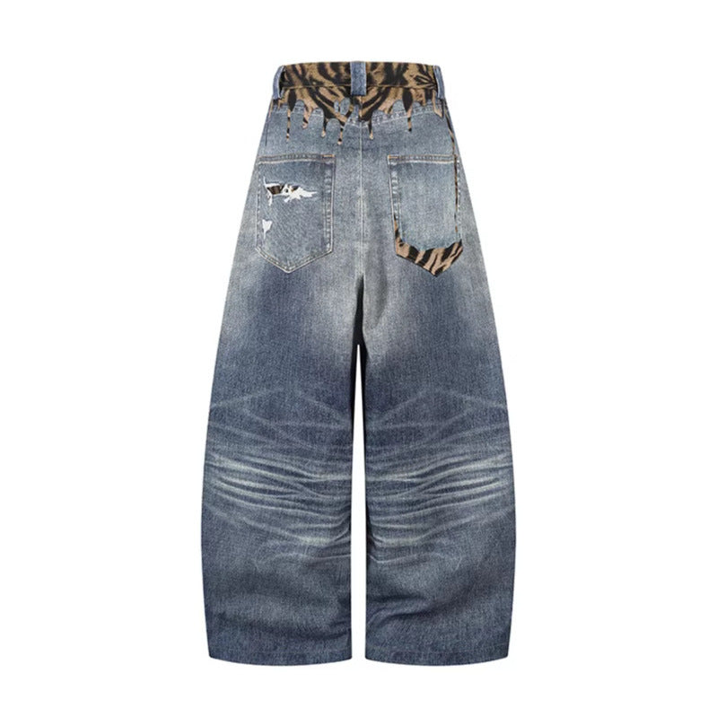 Unique Design Scratched Ripped Pleated Casual Loose 