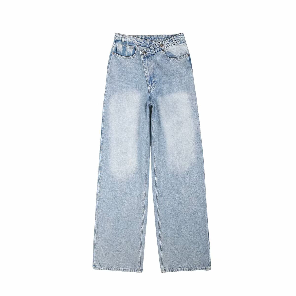 Street double breasted pants waist jeans