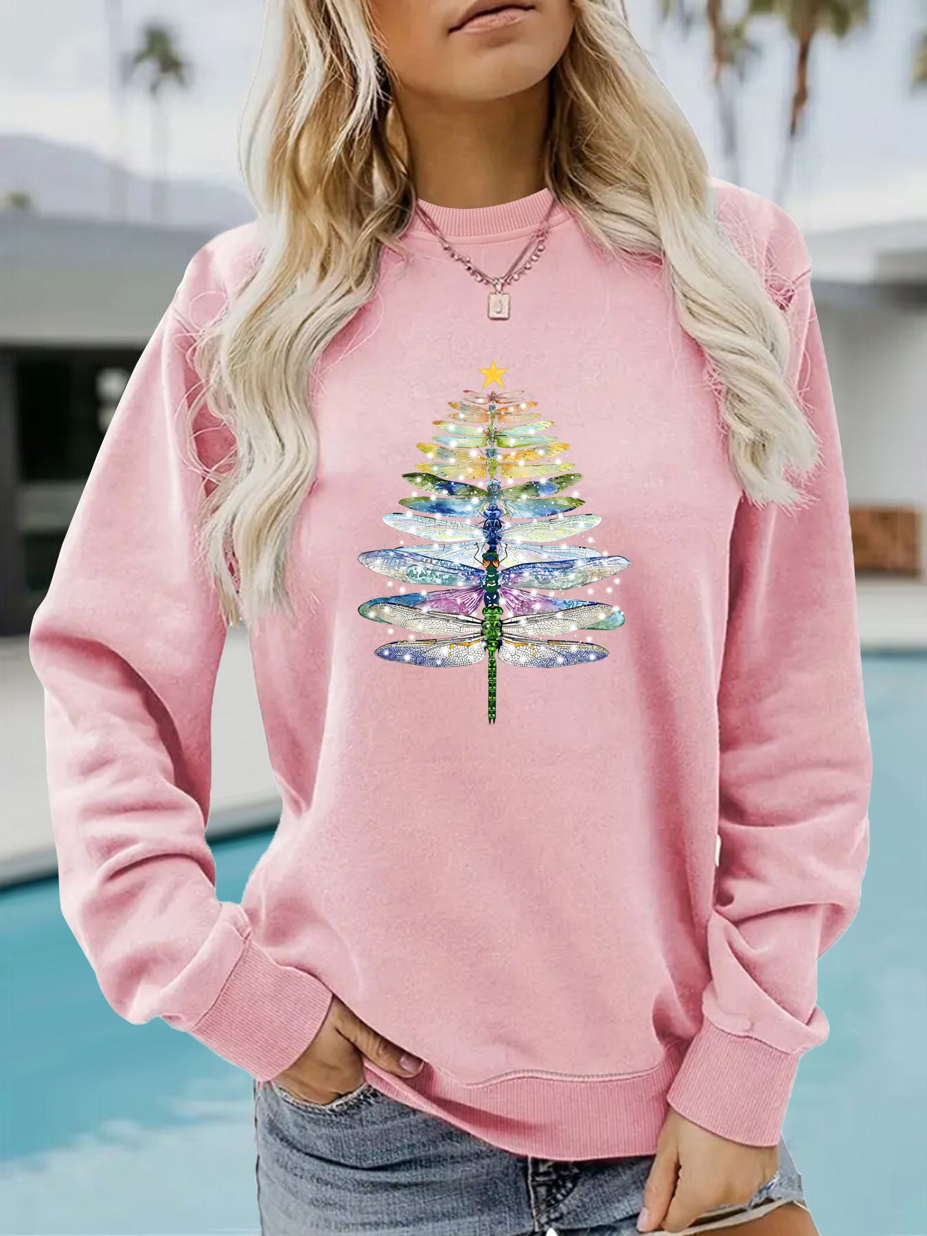 Dragonfly printed hoodie for women