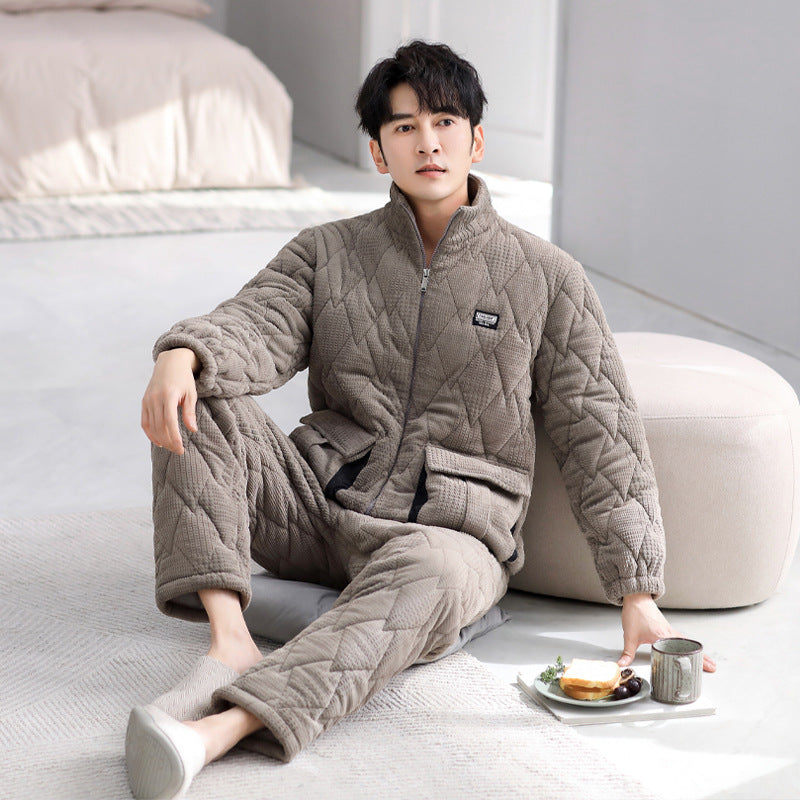 Thick outer collar home clothes pajamas for men