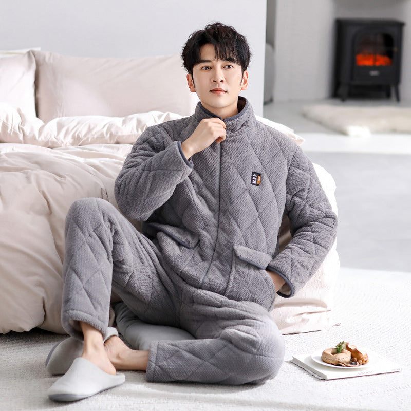 Thick outer collar home clothes pajamas for men